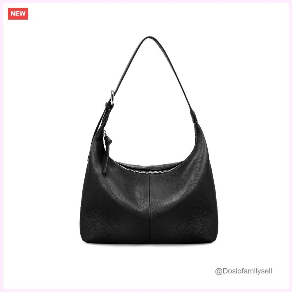 Genuine Leather Slouchy Hobo Bag, Lightweight Shoulder Purse for Work Casual
